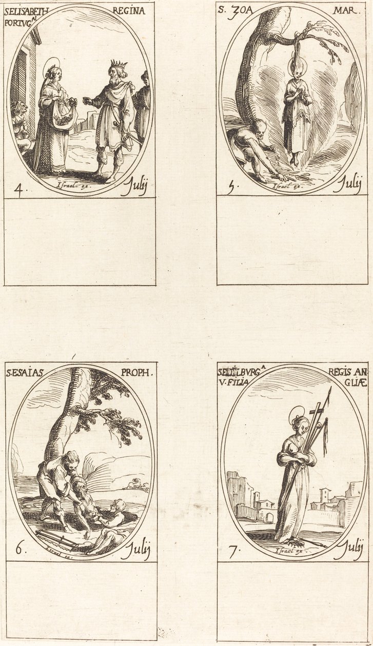 Sainte Élisabeth du Portugal, Sainte Zoé, Saint Isaïe, Prophète, Sainte Edelburge - Jacques Callot