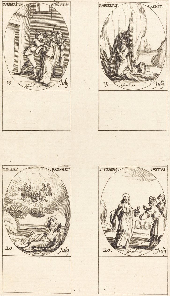 Saint Frédéric; Saint Arsène, Ermite; Saint Élie, Prophète; Saint Joseph le Juste - Jacques Callot
