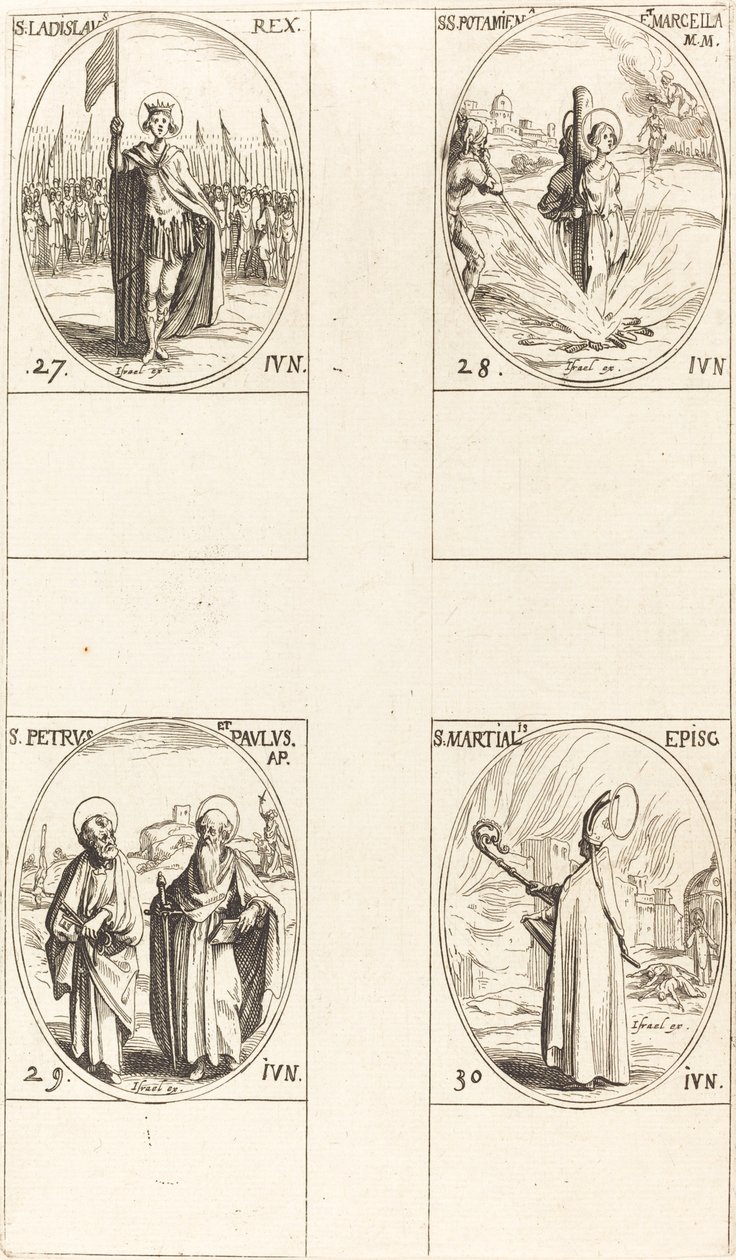 Saint Ladislas, Saints Potamiana et Marcella, Saints Pierre et Paul, Apôtres, Saint Martial - Jacques Callot