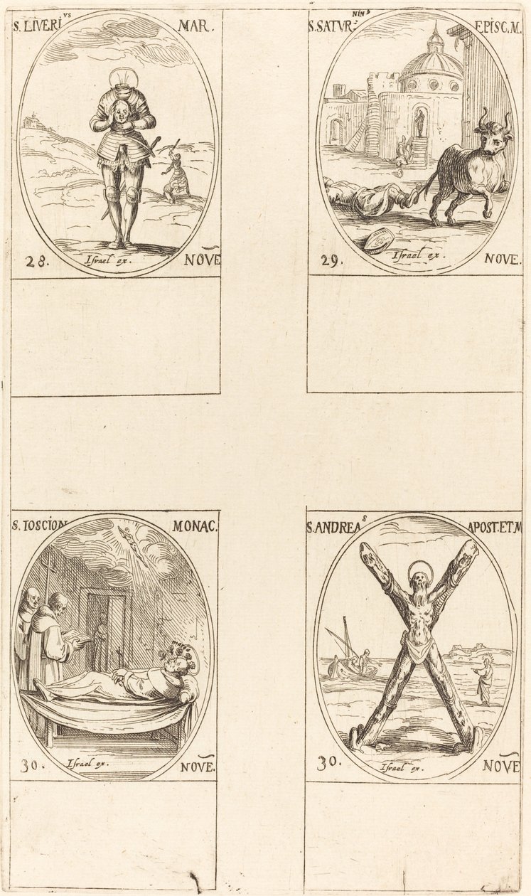 Saint Liverius ; Saint Saturninus ; Saint T(I?)oscion ; Saint André - Jacques Callot