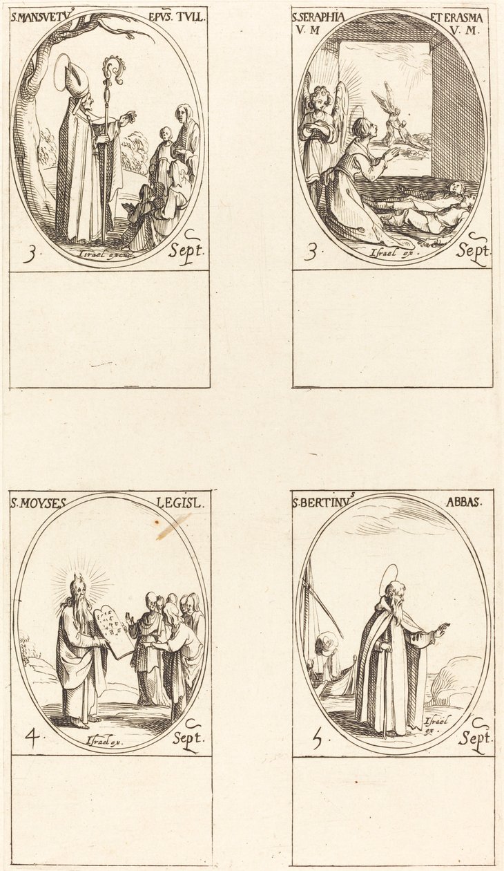 Saint Mansuetus; Saintes Serapia et Erasma; Moïse; Saint Bertin, Abbé - Jacques Callot