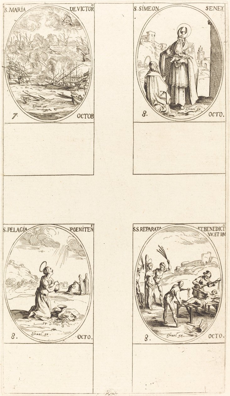Sainte Marie de la Victoire, Saint Siméon, Prophète, Sainte Pélagie, Saintes Réparata et Bénédicte - Jacques Callot