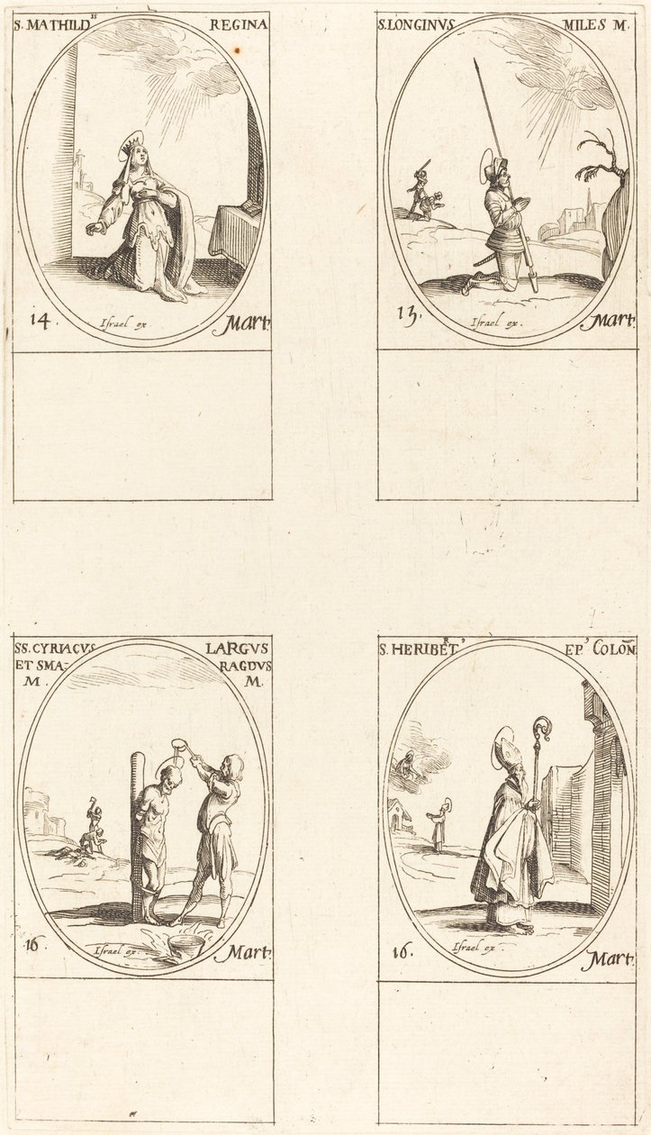 Sainte Mathilde ; Saint Longin ; Saint Cyriaque ; Saint Heribert - Jacques Callot