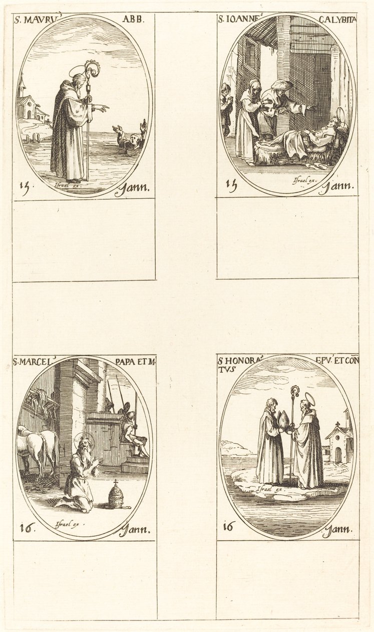 Saint Maur ; Saint Jean Calybite ; Saint Marcellus ; Saint Honoratus - Jacques Callot