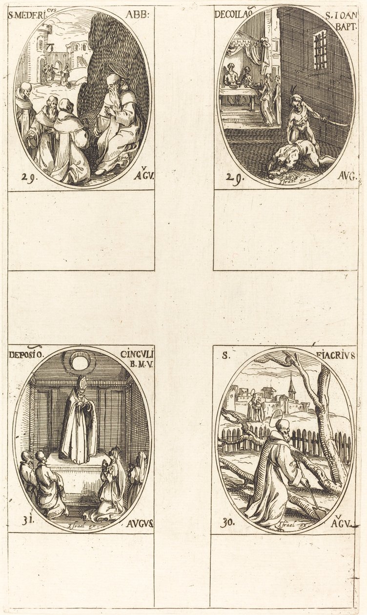 Saint Mederic, Abbé; Décapitation de Jean-Baptiste; Saint Fiacre; Fête de la Vierge - Jacques Callot