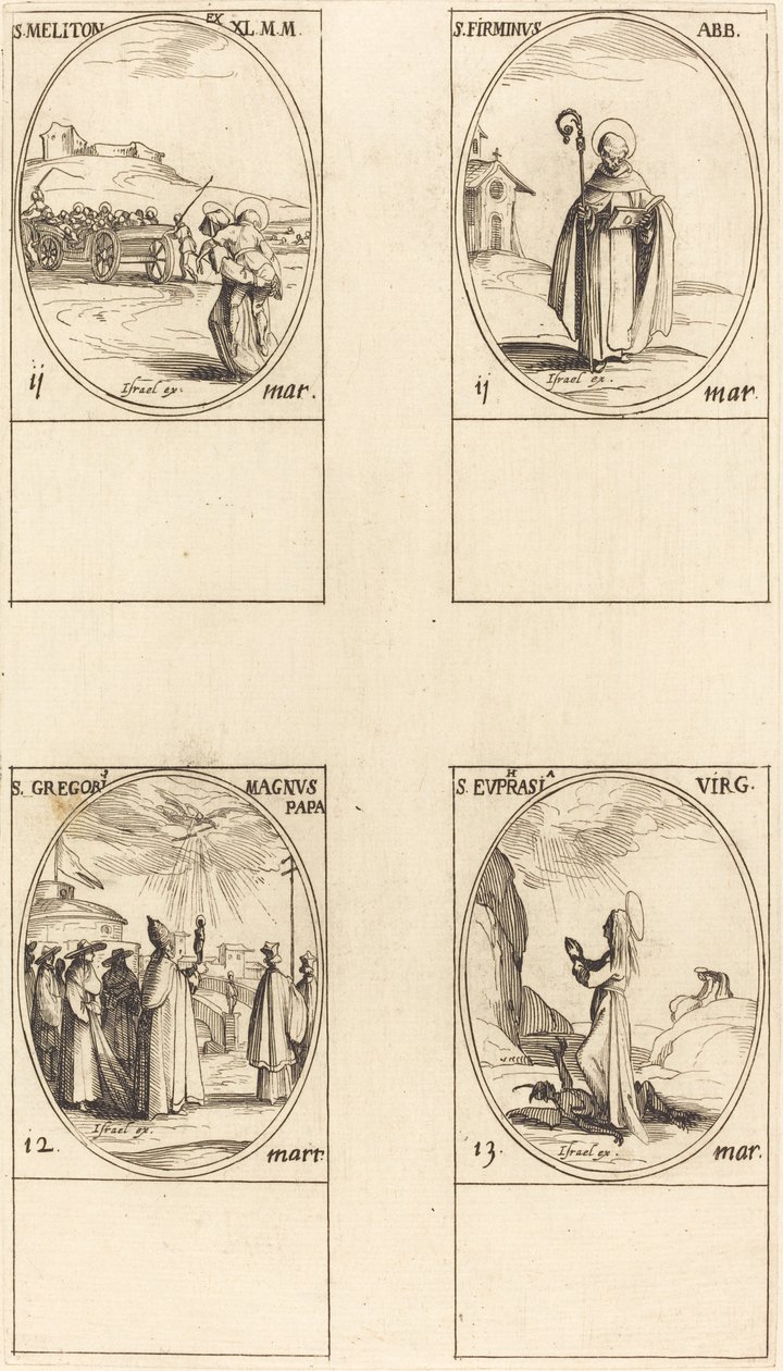 Saint Méliton ; Saint Firmin ; Saint Grégoire le Grand ; Sainte Euphrasie - Jacques Callot