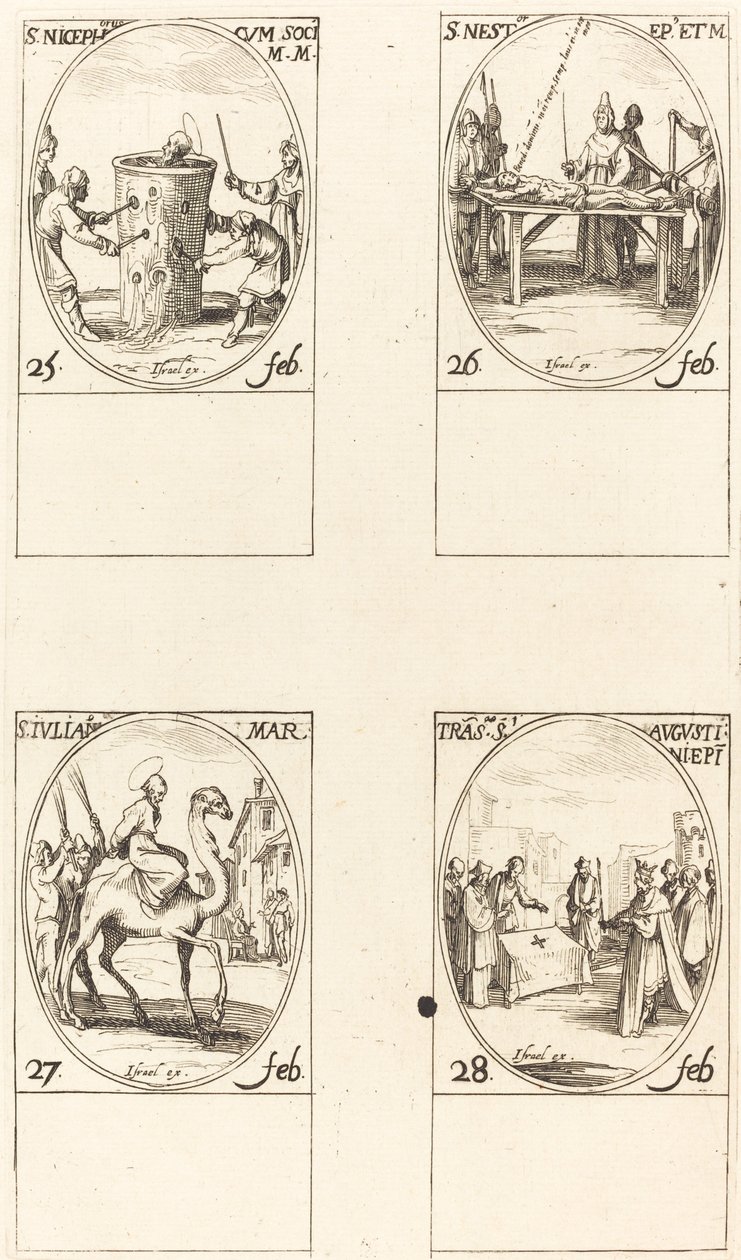 Saint Nicéphore; Saint Nestor; Saint Julien; Translation de Saint Augustin - Jacques Callot