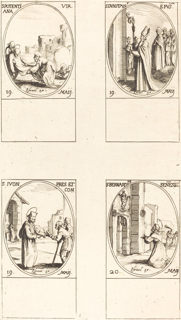 Saint Potentienne; Saint Dunstan; Saint Yvo; Saint Bernardin de Sienne - Jacques Callot