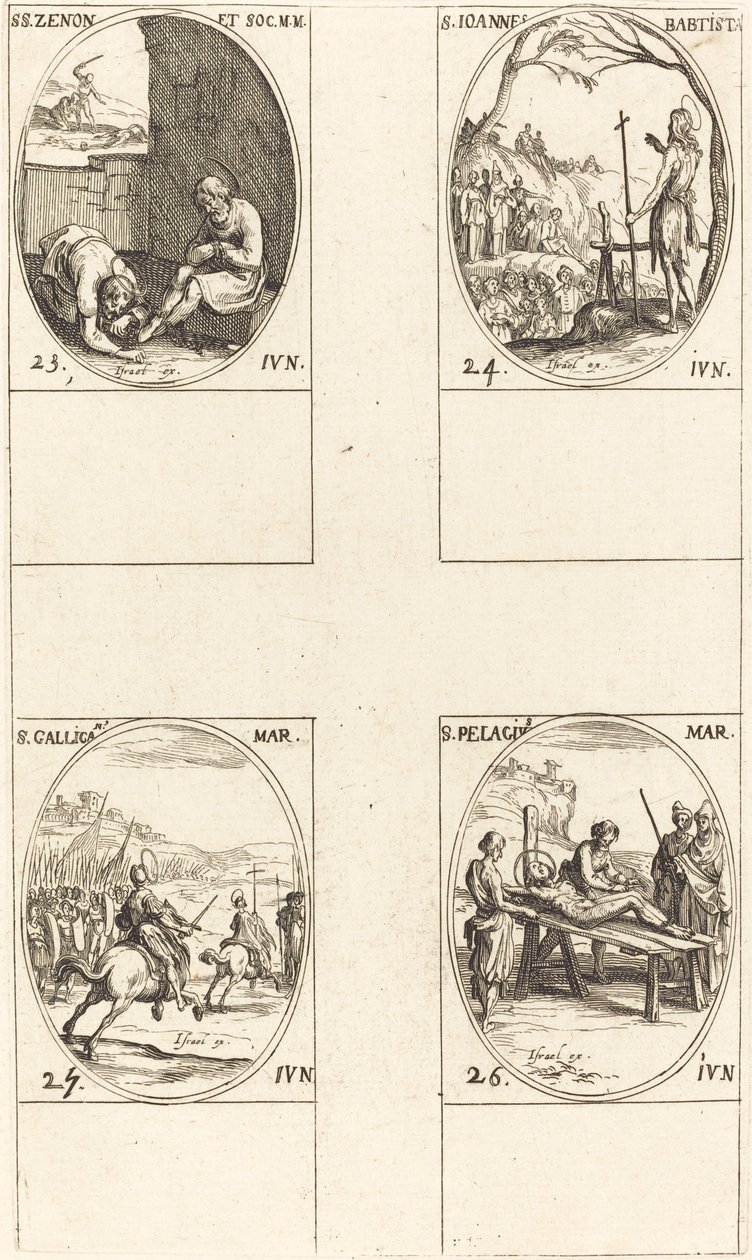 Saint Zénon et compagnons; Saint Jean-Baptiste; Saint Gallicanus; Saint Pélage - Jacques Callot