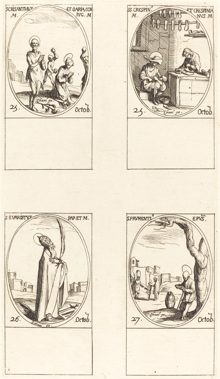 Saints Chrysanthus et Daria ; Saints Crispin et Crispinian ; Saint Évariste ; Saint Frumence - Jacques Callot