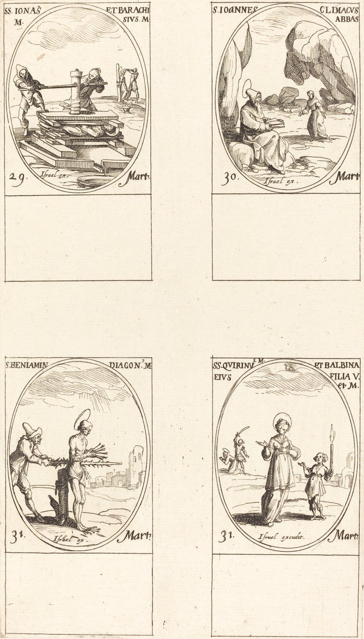 Saints Jonas et Barachisius; Saint Jean Climaque, abbé; Saint Benjamin; Saints Quirinus et Bal - Jacques Callot