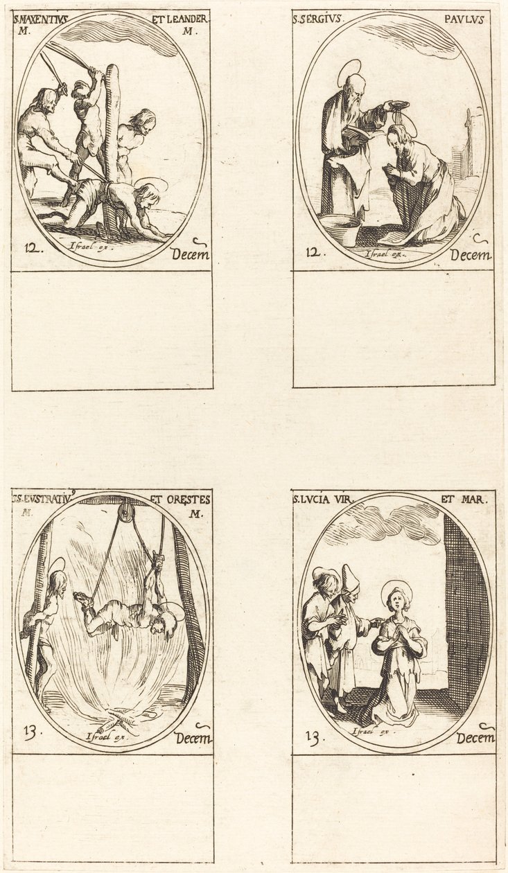 Saints Maxence et Léandre; Saints Serge et Paul; Saints Eustrate et Orestes; Sainte Lucie - Jacques Callot