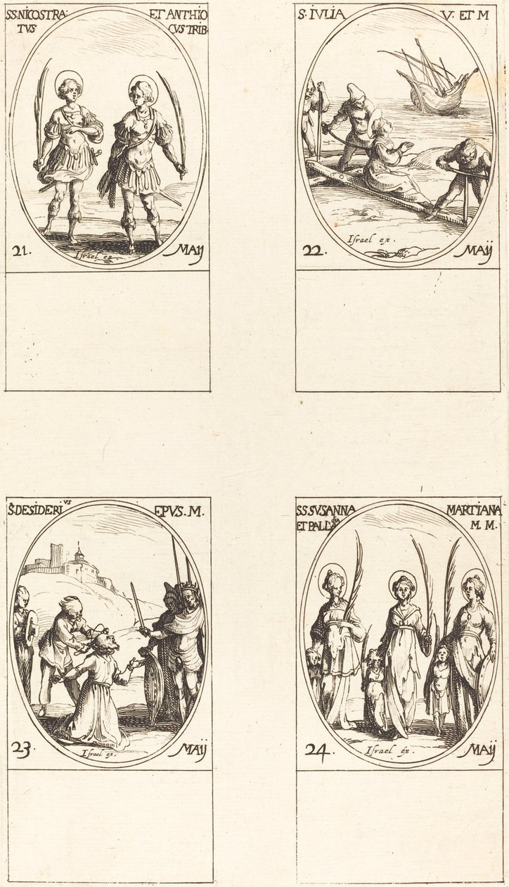 Saints Nicostratus et Anthiocus; Sainte Julia; Saint Desiderius; Saints Susanna, Palladia, et - Jacques Callot