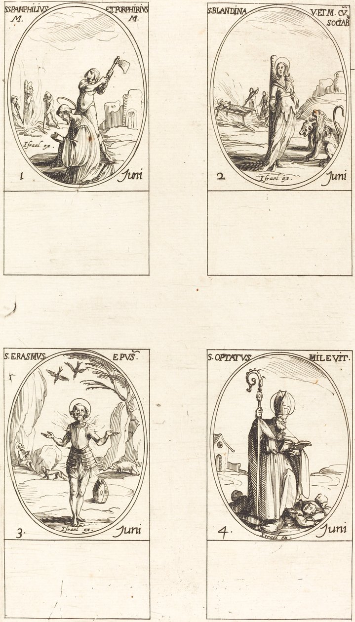 Sts. Pamphilius et Porphyrius; Ste. Blandine et compagnons; St. Érasme; St. Optatus - Jacques Callot