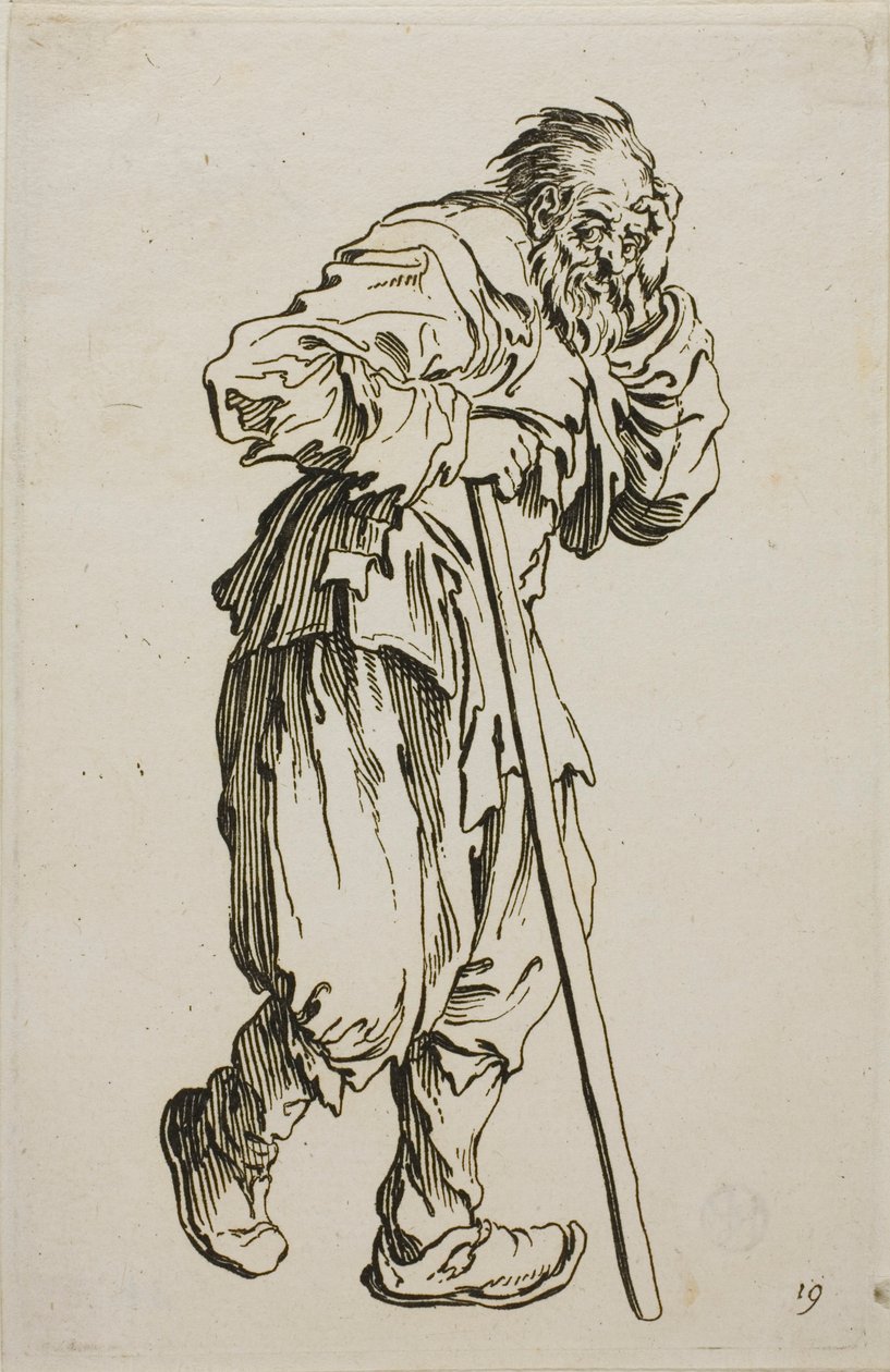 Le Mendiant avec des béquilles, planche seize de Les Mendiants - Jacques Callot