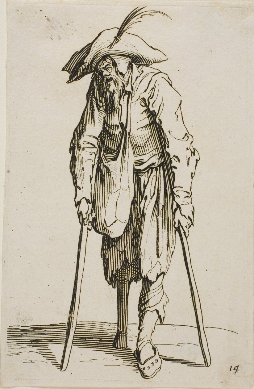 Le Mendiant à la jambe de bois, planche quatorze de Les Mendiants - Jacques Callot