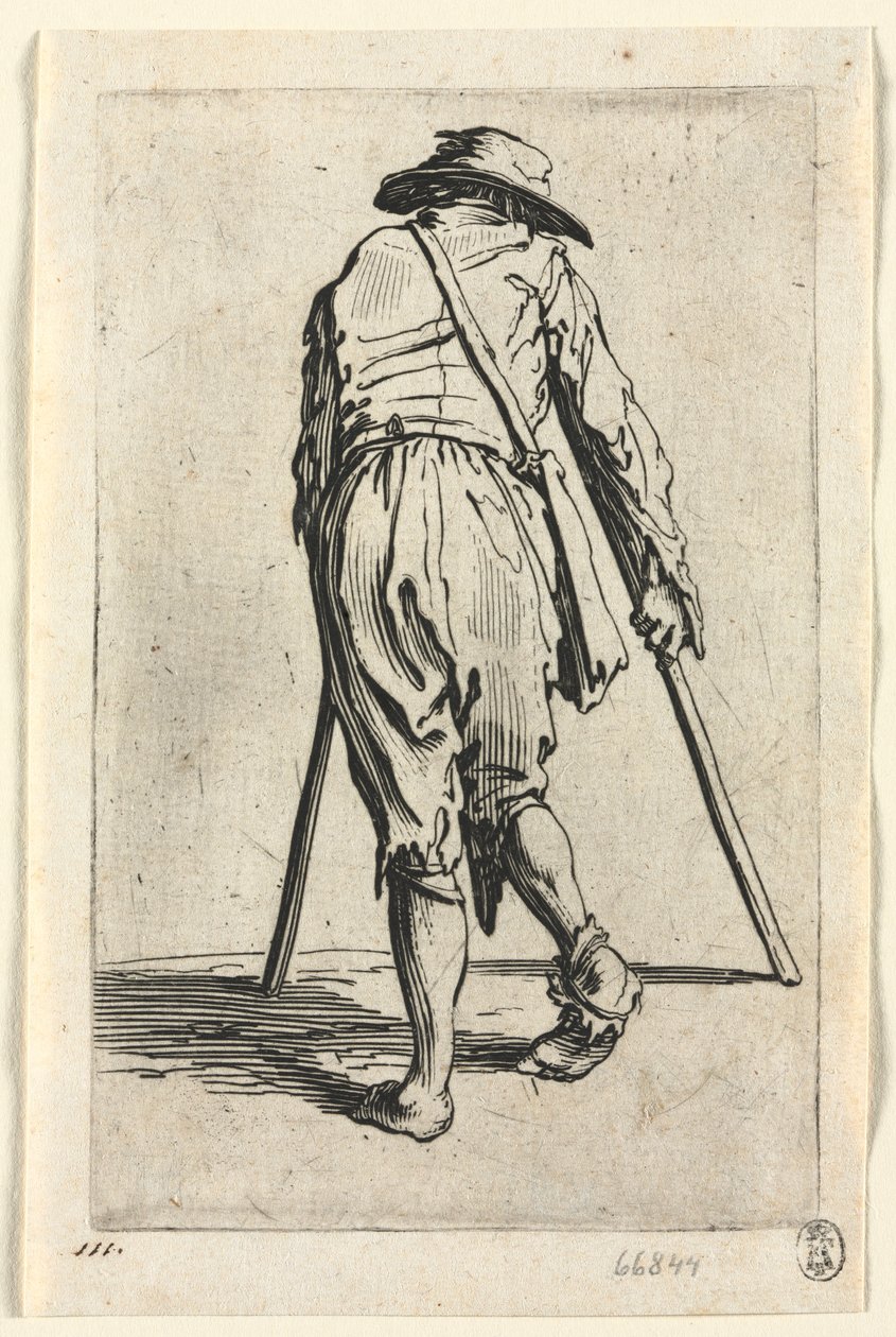 Les mendiants : Mendiant sur des béquilles, portant un chapeau - Jacques Callot