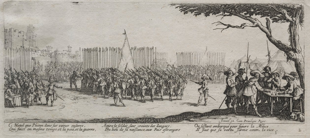 Les Grandes Misères de la guerre : Enrôlement des troupes, 1633 - Jacques Callot