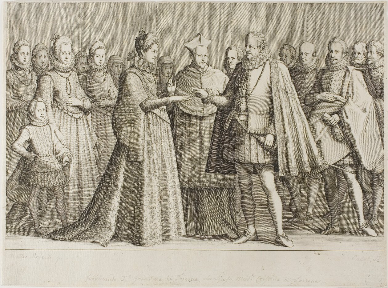 Le mariage de Ferdinand de Médicis et de la duchesse Christine de Lorraine, planche 1 de La vie de Ferdinand de Médicis - Jacques Callot