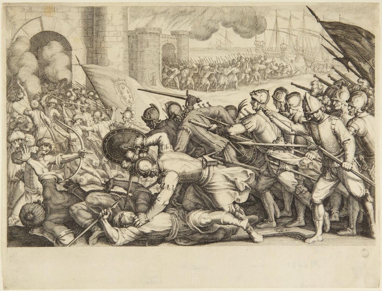 Les troupes assaillant la porte d