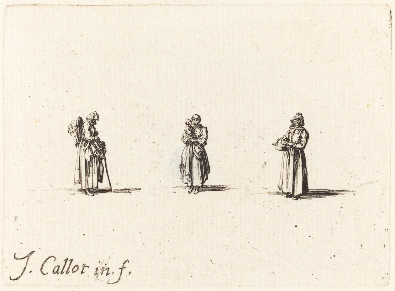 Trois femmes, une tenant un enfant - Jacques Callot