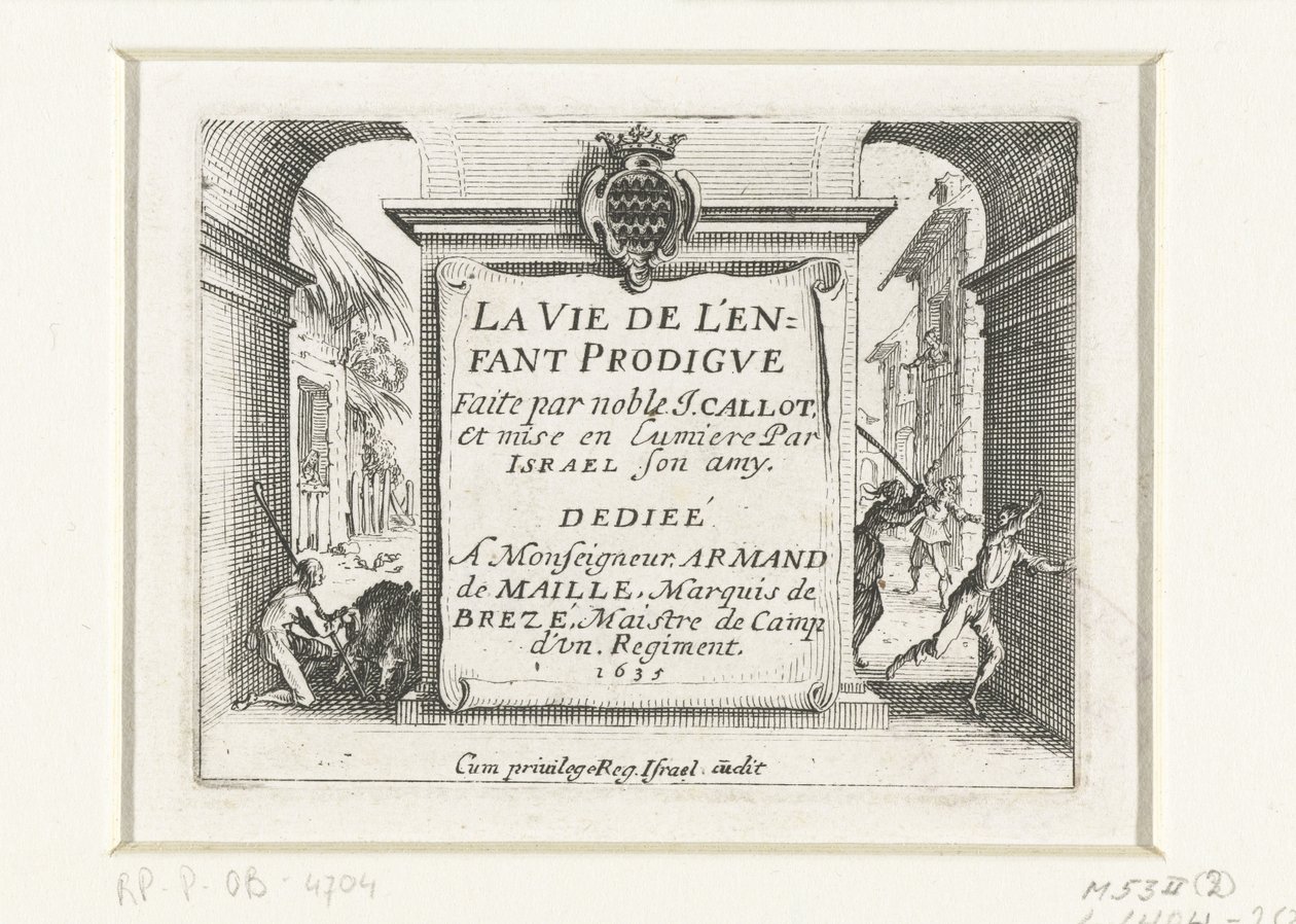 Page de titre pour la série de gravures 