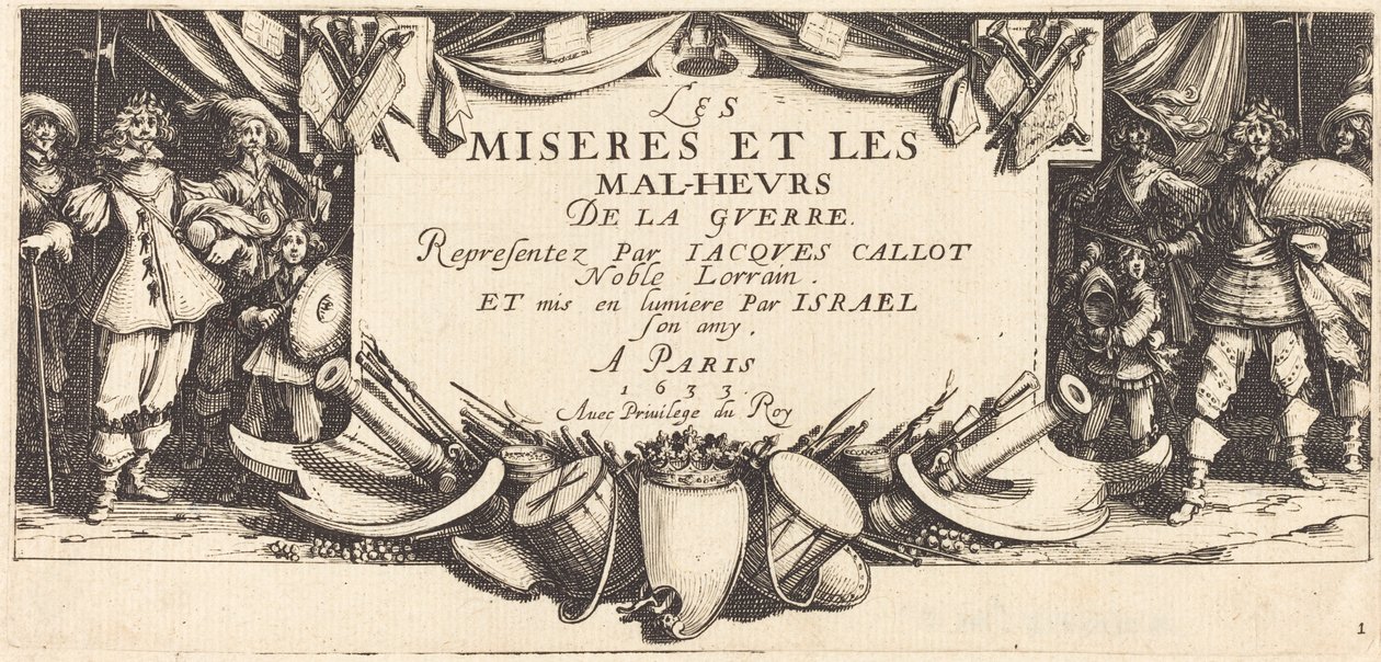 Page de titre pour "Les Grandes Misères de la Guerre" - Jacques Callot