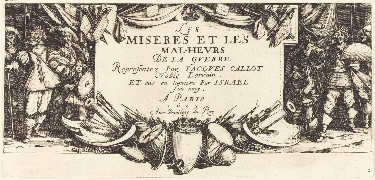 Page de titre pour Les Grandes Misères de la Guerre, vers 1633 - Jacques Callot
