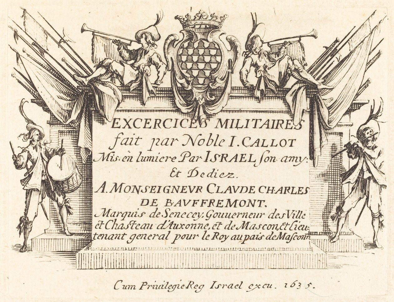Page de titre pour Les exercices militaires, 1634-1635 - Jacques Callot