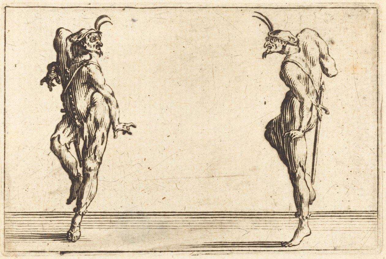 Deux pantaloons dansant | Jacques Callot | Estampe d'art