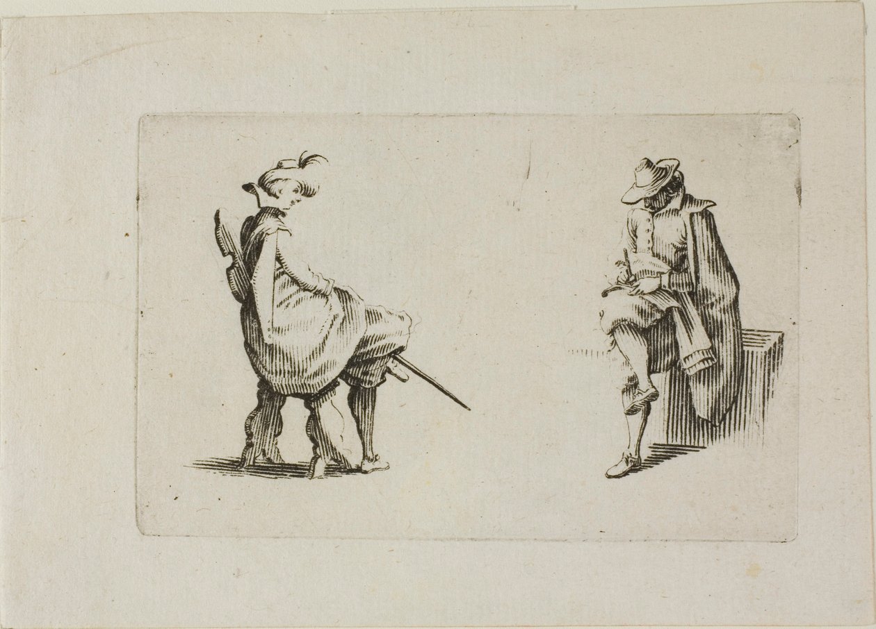 Deux hommes assis, extrait des Caprices - Jacques Callot