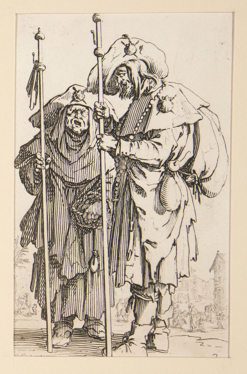 Deux pèlerins, de Les Mendiants - Jacques Callot