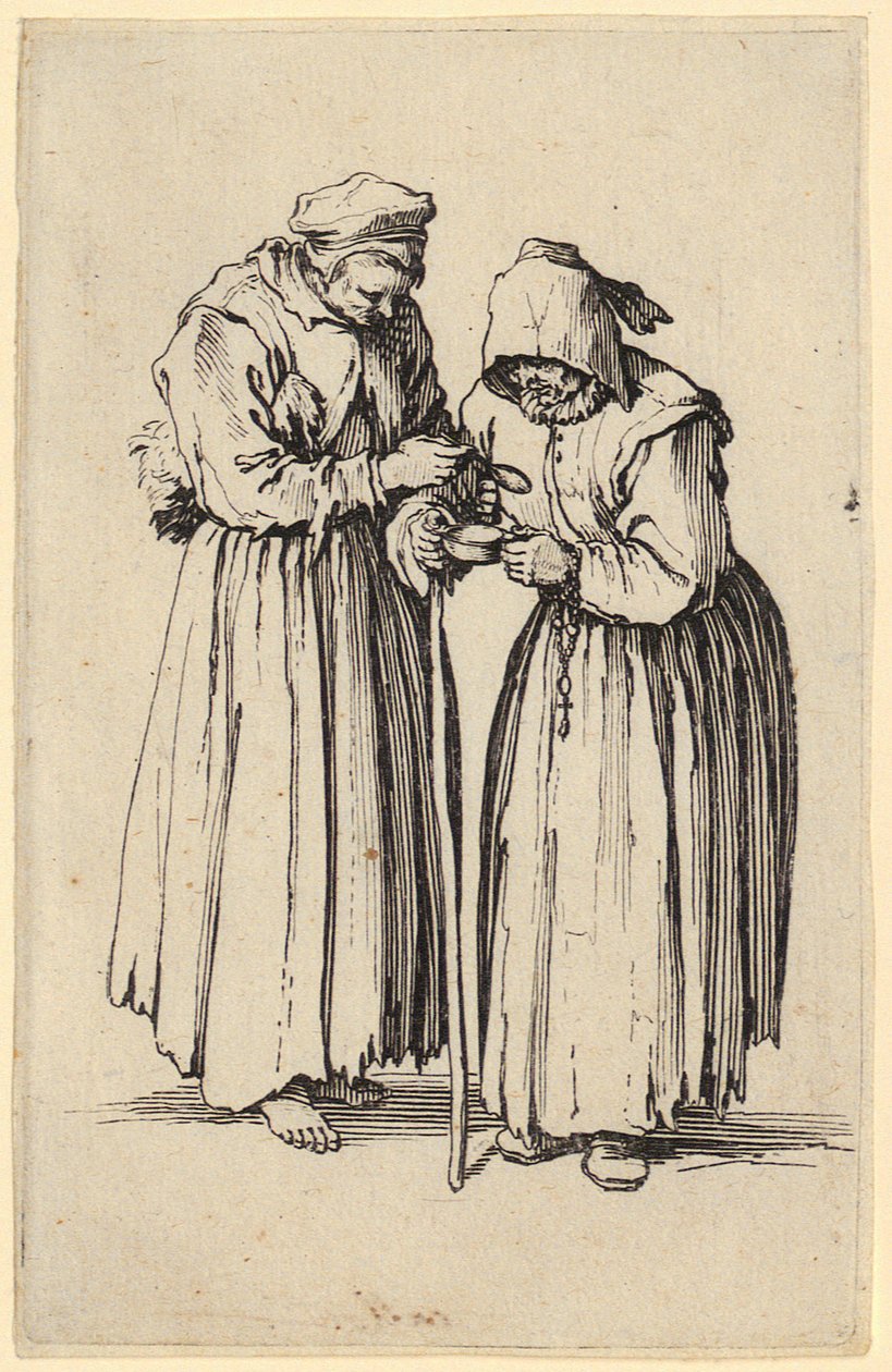 Deux mendiantes, planche 9 de la série «Les Mendiants» - Jacques Callot