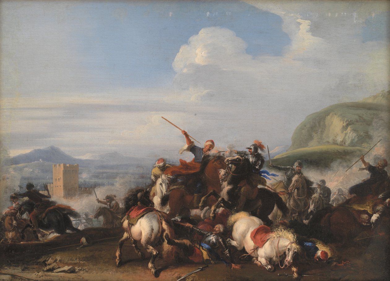 Scène de bataille avec cavalerie turque - Jacques Courtois