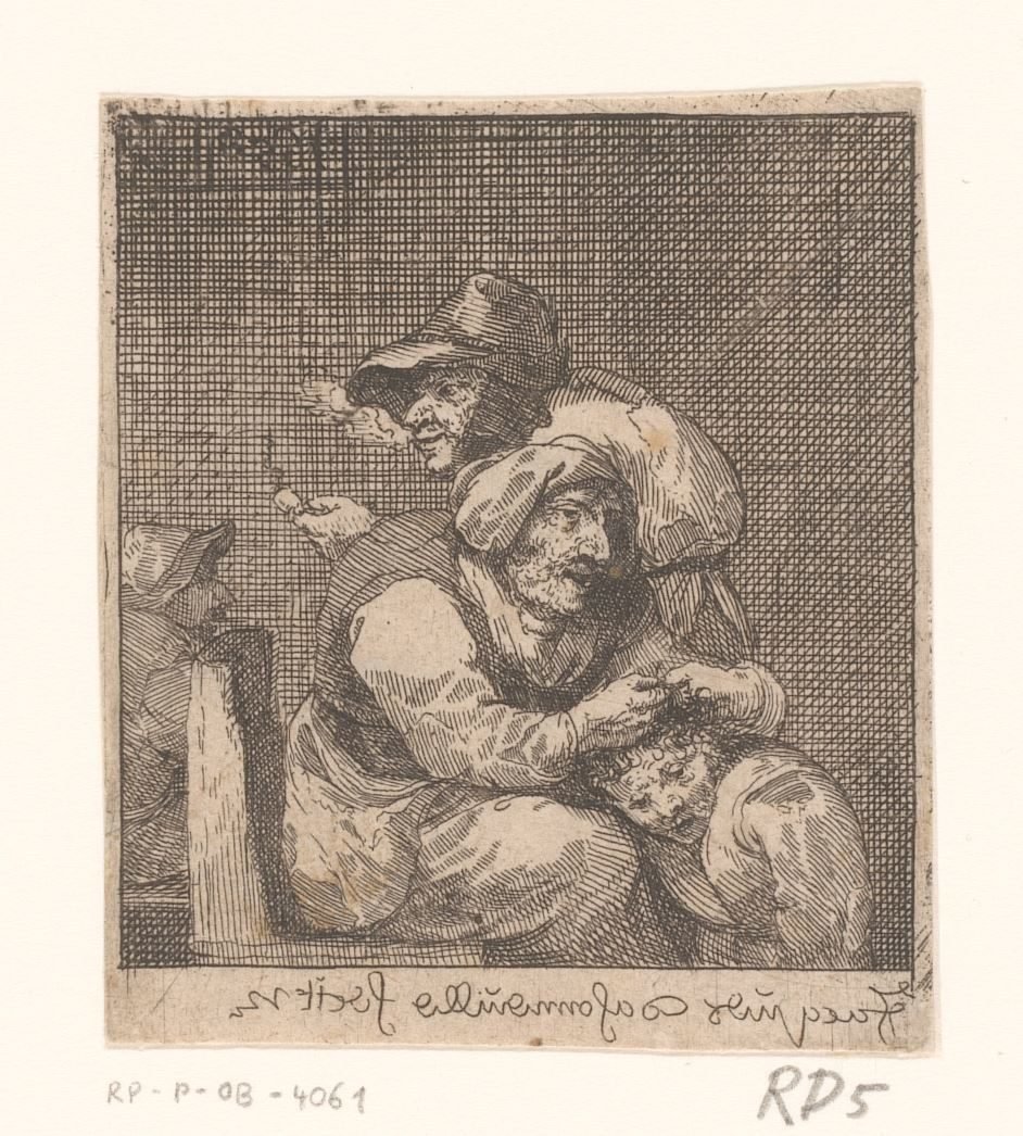 Une vieille femme épouillant un enfant - Jacques Dassonville (attributed to)