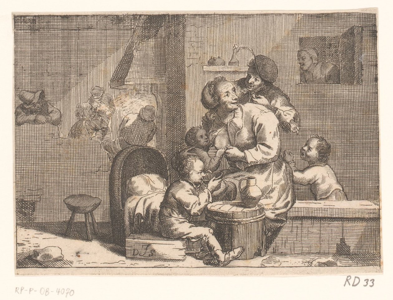 Scène domestique avec enfant au sein - Jacques Dassonville
