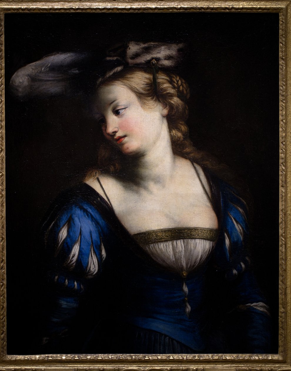 Jeune femme au corsage bleu - Jacques Francois Courtin