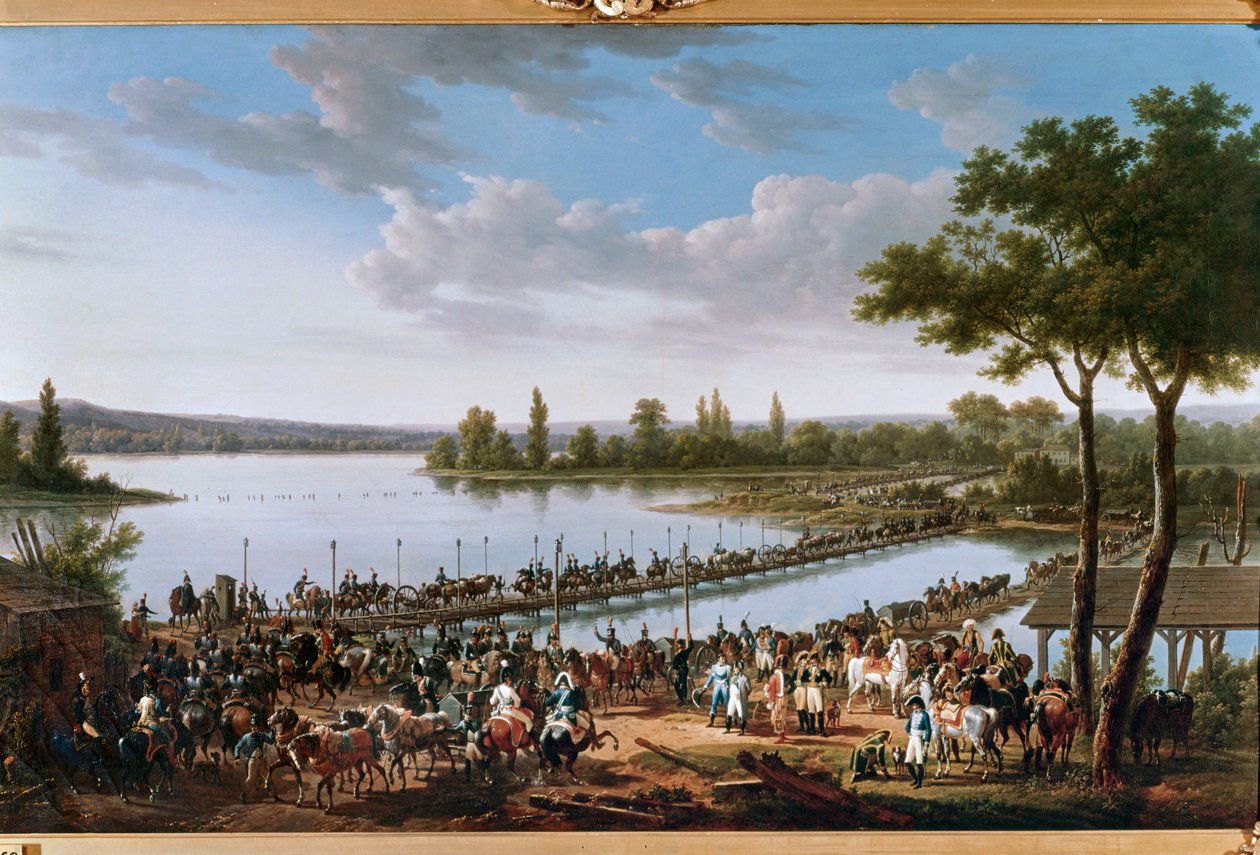 Le passage du Danube par Napoléon avant la bataille de Wagram ... (peinture sur toile) - Jacques Francois Joseph Swebach