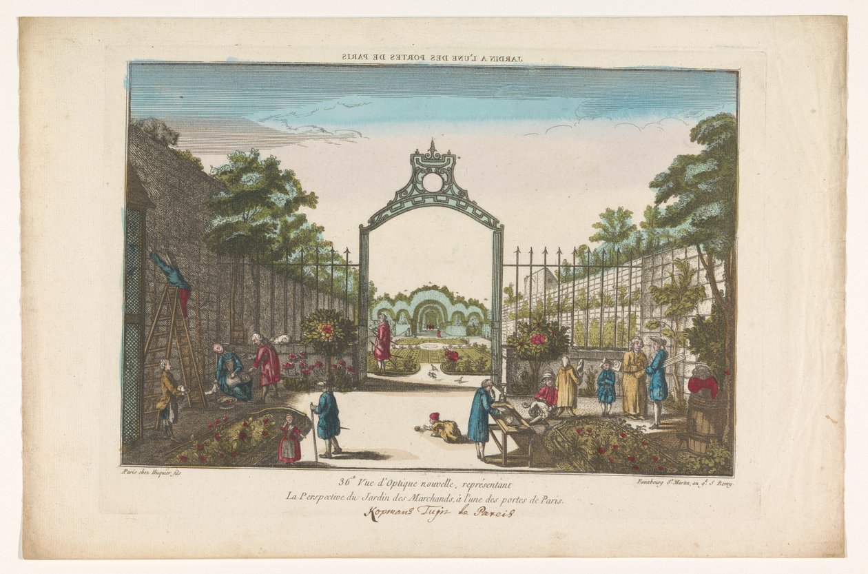 Vue sur le Jardin des Marchands à Paris - Jacques Gabriel Huquier