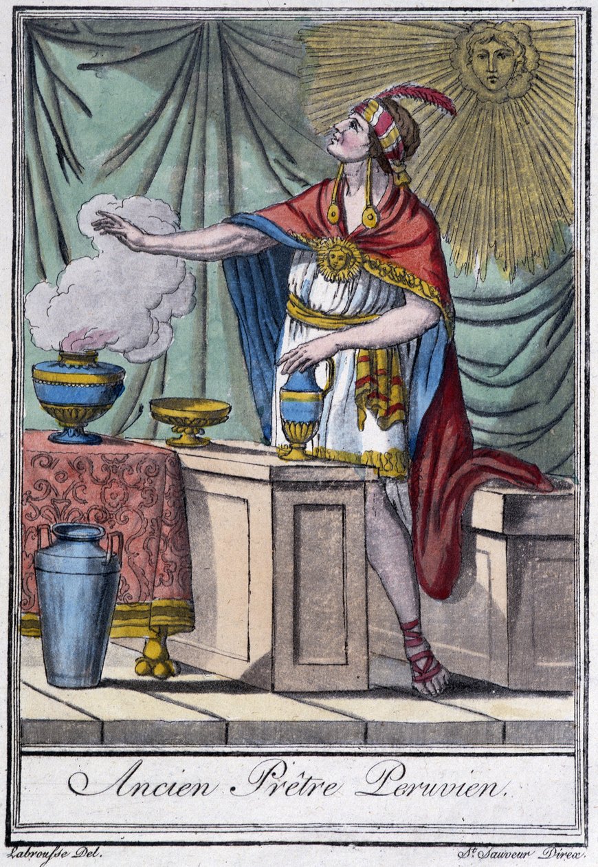 Ancien prêtre péruvien (inca) - dans "Encyclopédie des voyages" par J. Grasset-Saint-Sauveur, Paris - Jacques Grasset de Saint Sauveur