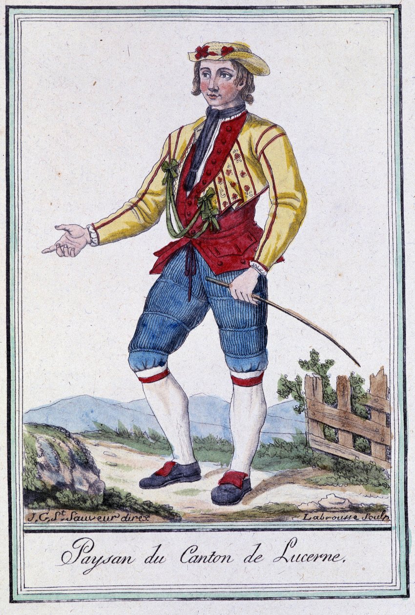 Paysanne du canton de Lucerne (Suisse) - dans "Encyclopédie des voyages" par Grasset St Sauveur, éd. 1796 - Jacques Grasset de Saint Sauveur