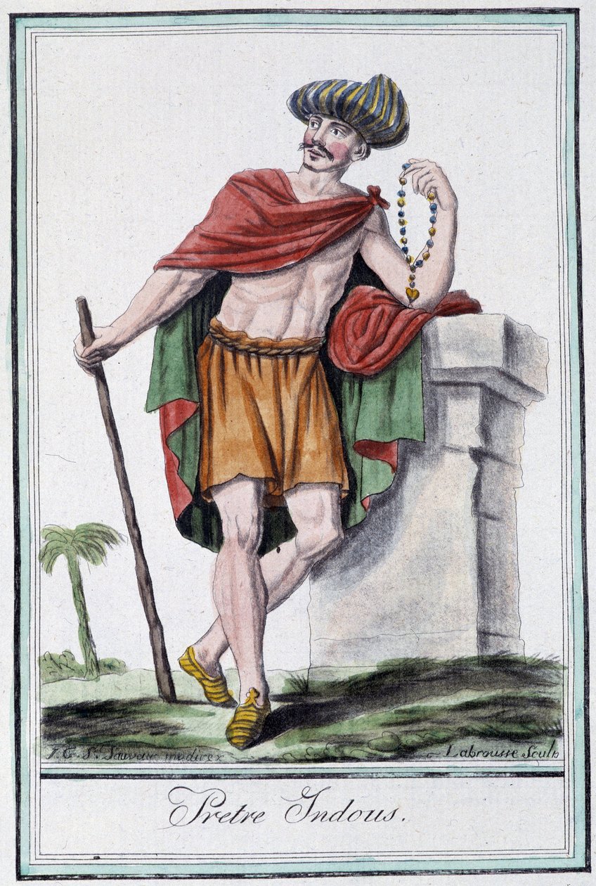 Prêtres hindous - dans "Encyclopédie des voyages" par Grasset Saint Sauveur, éd. Paris 1796 - Jacques Grasset de Saint Sauveur