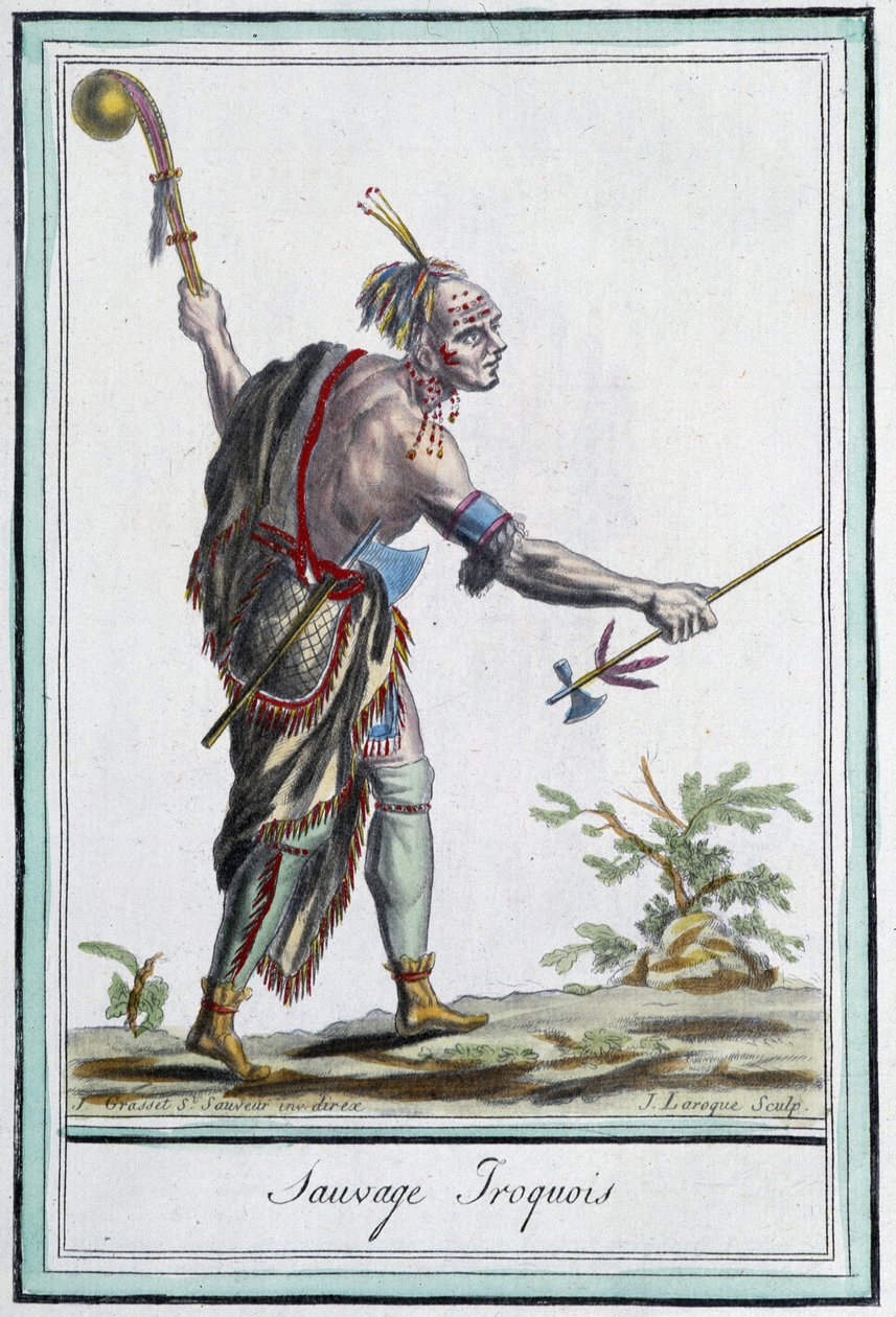 Sauvage iroquois - dans "Encyclopedia of travels" de Grasset St Sauveur, Paris - Jacques Grasset de Saint Sauveur
