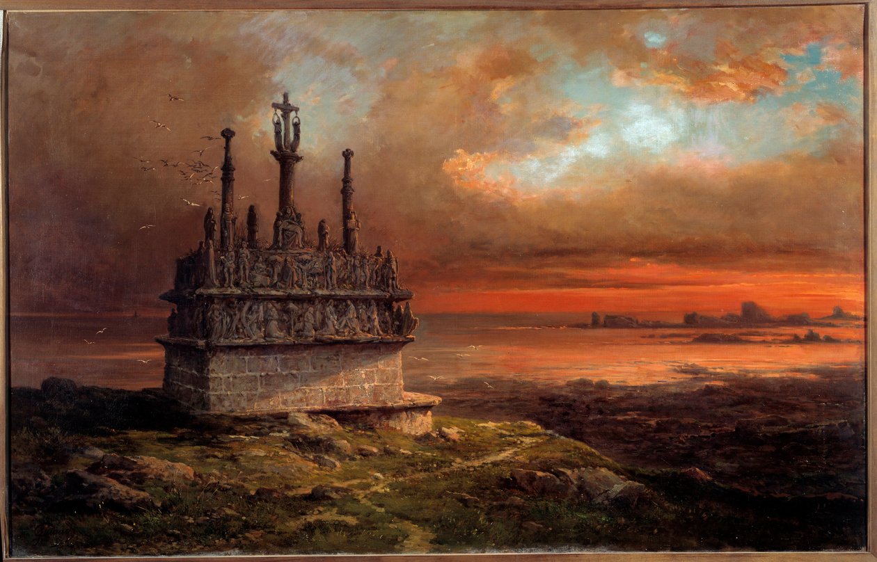 Le Calvaire de Tronoën au coucher du soleil - Jacques Guiaud