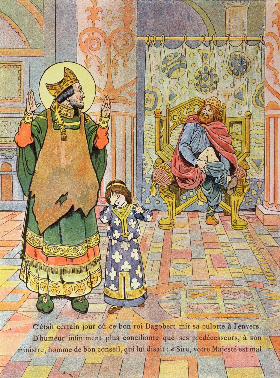 Le roi Dagobert Ier (c.603-39) mettant son pantalon à l