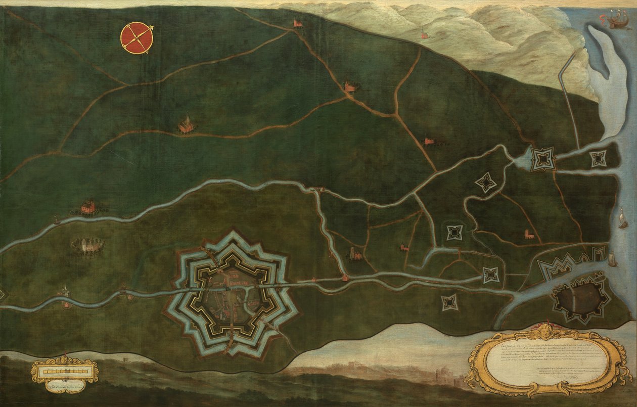 Carte de Damme et des Forteresses Frontalières Espagnoles près de Sluis - Jacques Lobberecht