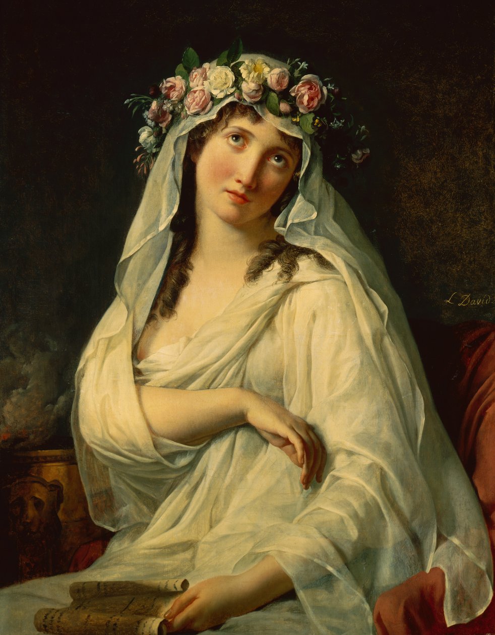 Une vestale couronnée de fleurs - Jacques Louis David