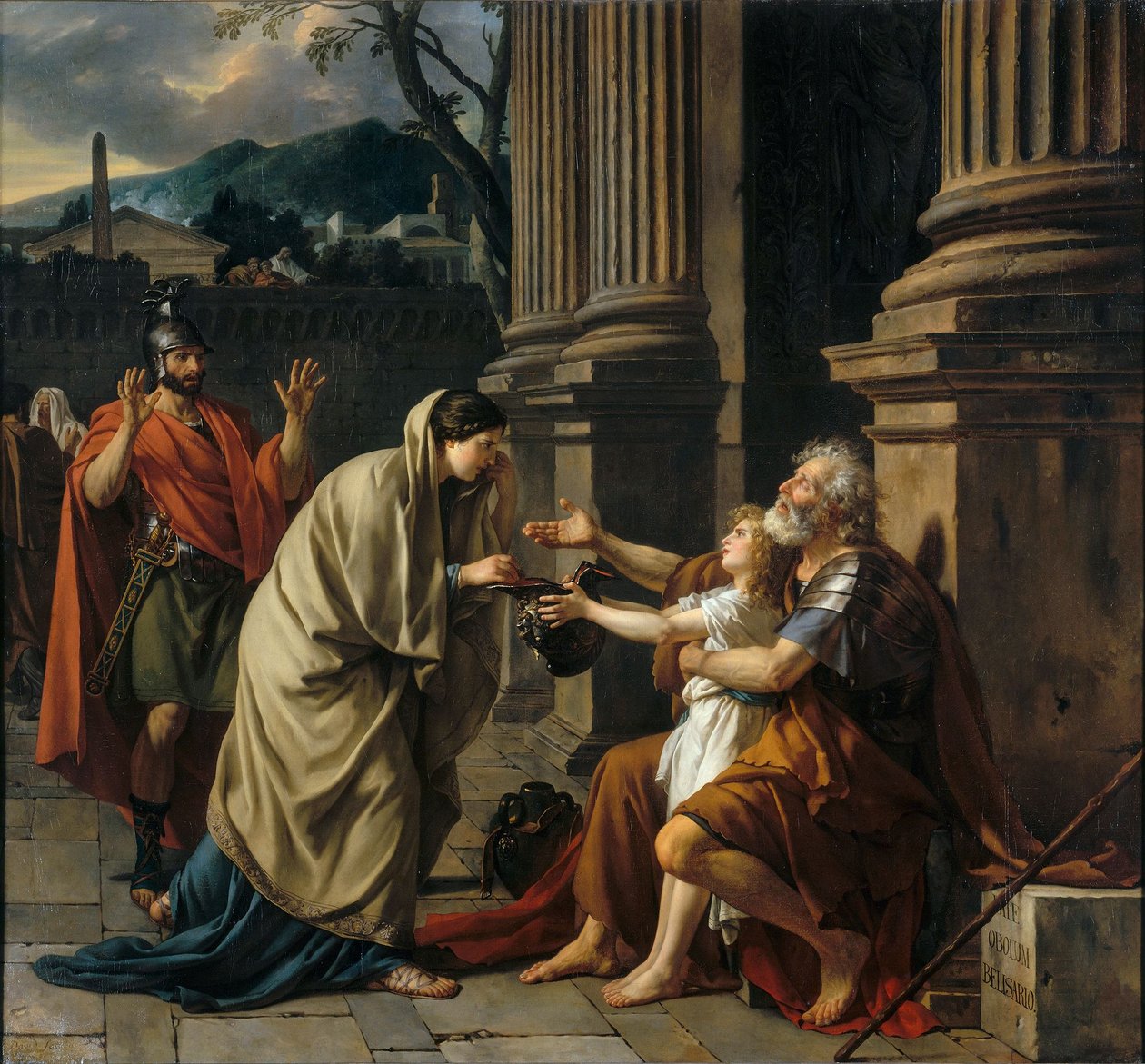 French: Bélisaire demandant l’aumône Belisarius Begging for Alms - Jacques Louis David