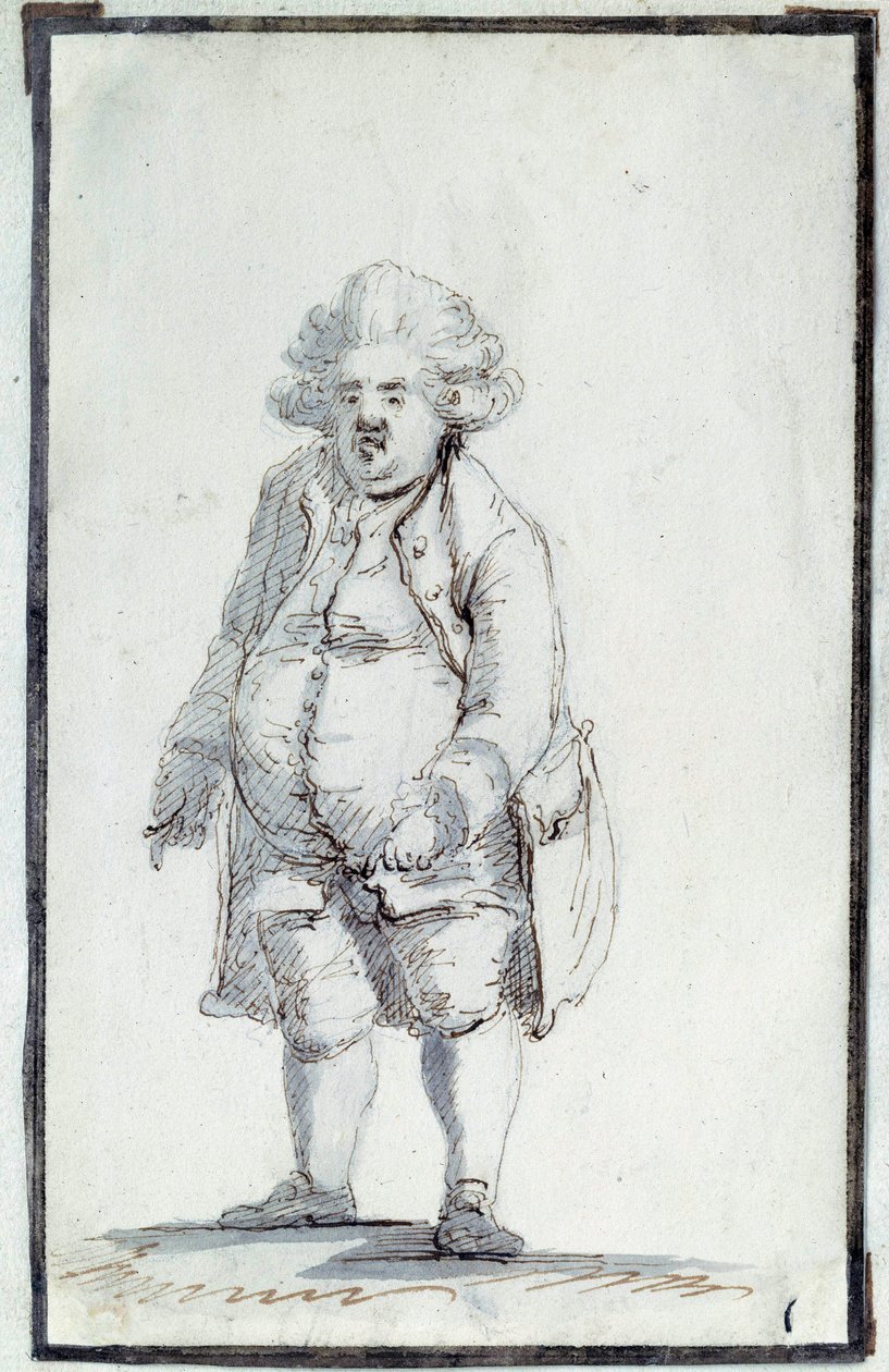 Révolution française : Caricature de Mirabeau-Tonneau, André Boniface Louis Riquetti (1754-1792), vicomte de Mirabeau, surnommé Mirabeau-Tonneau à cause de sa corpulence. Dessin à l