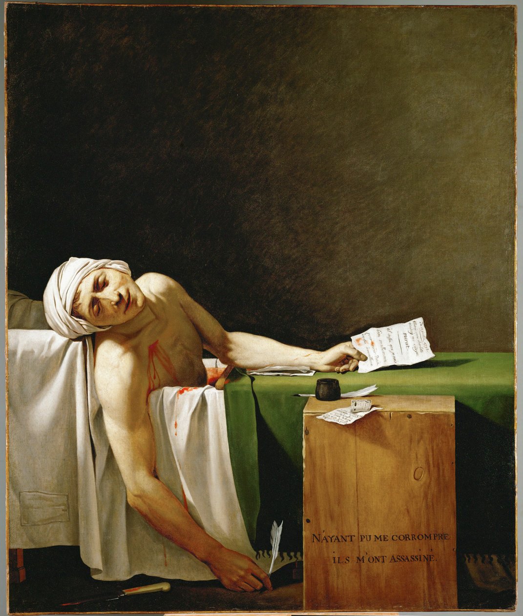 Jean Paul Marat, homme politique et publiciste, mort dans sa baignoire, assassiné par Charlotte Corday en ... - Jacques Louis David